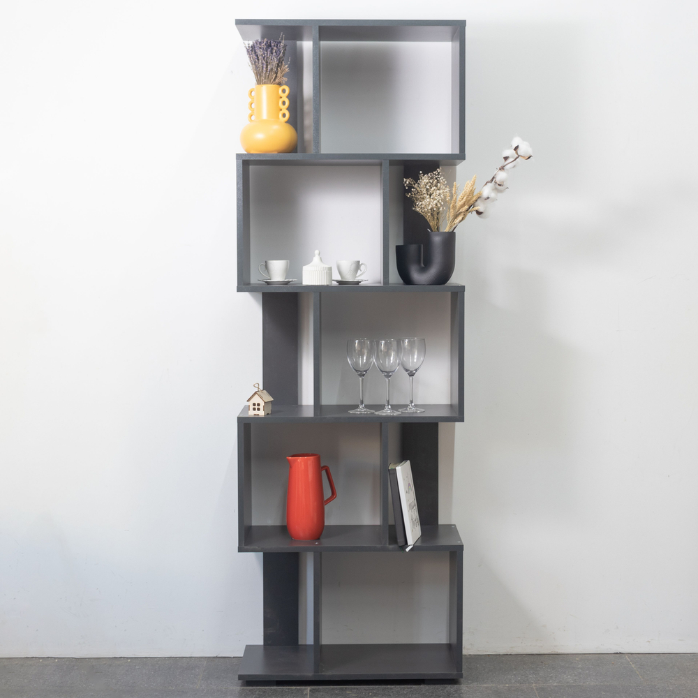 Стеллаж деревянный напольный Фаллет 5 полок 60х30х177 см для игрушек и для книг, антрацит