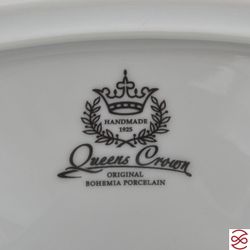 Блюдо овальное на ноге Queen's Crown Aristokrat Охота бежевая 28 см