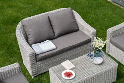 "Кон Панна" диван из искусственного ротанга двухместный, цвет бежевый