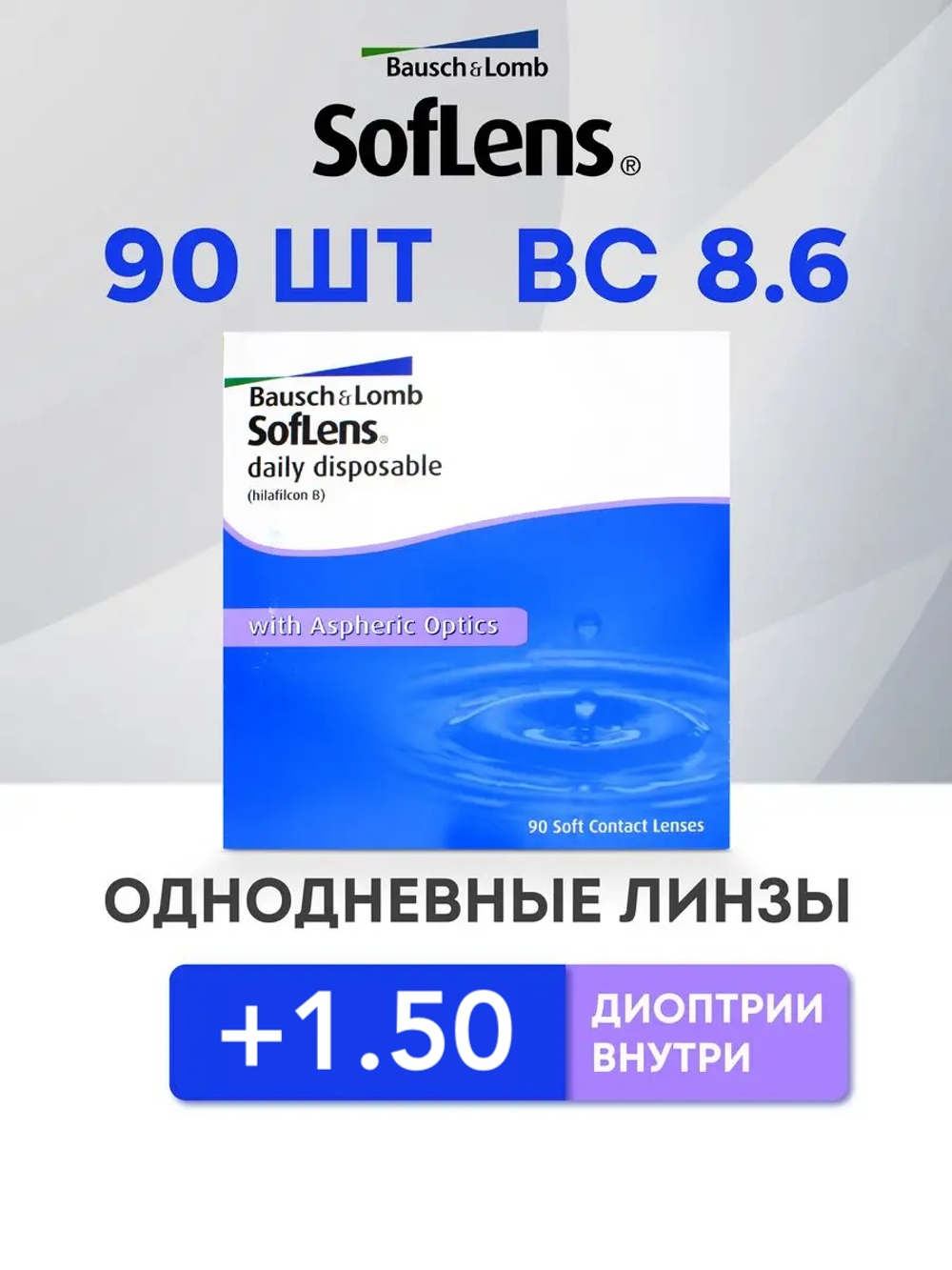 Однодневные контактные линзы SofLens Daily Disposable (уп. 90 линз)