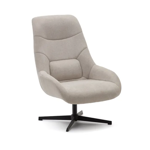 Celida Вращающееся кресло из бежевой синели и стали с черной отделкой