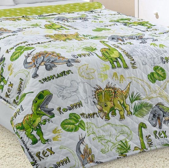Покрывало стеганое детское Эра динозавров поплин 110x140 см