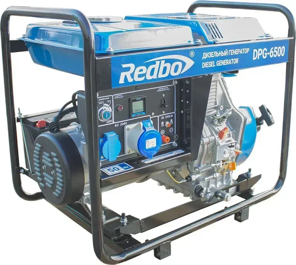 Генератор дизельный Redbo DPG-6500 (7 кВт, бак 15 л, ручной/электростартер, AVR, 2 розетки ) электрогенератор / резервный источник питания