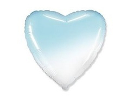 F 18" Сердце, Градиент, Голубой, 1 шт.