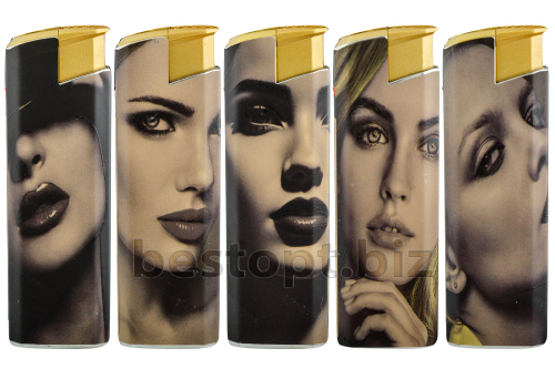 Зажигалки "Oney" JM-07(10) jet метал.Золот кэп.с пленкой Девушки 50*20/1000