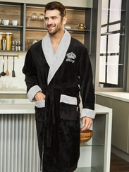 Халат мужской KING без капюшона Черный "Polens"