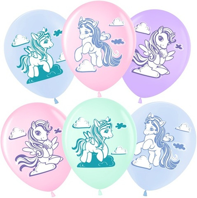 Воздушные шары Маленькие единороги пастель 30см с гелием и обработкой Хай-флоат