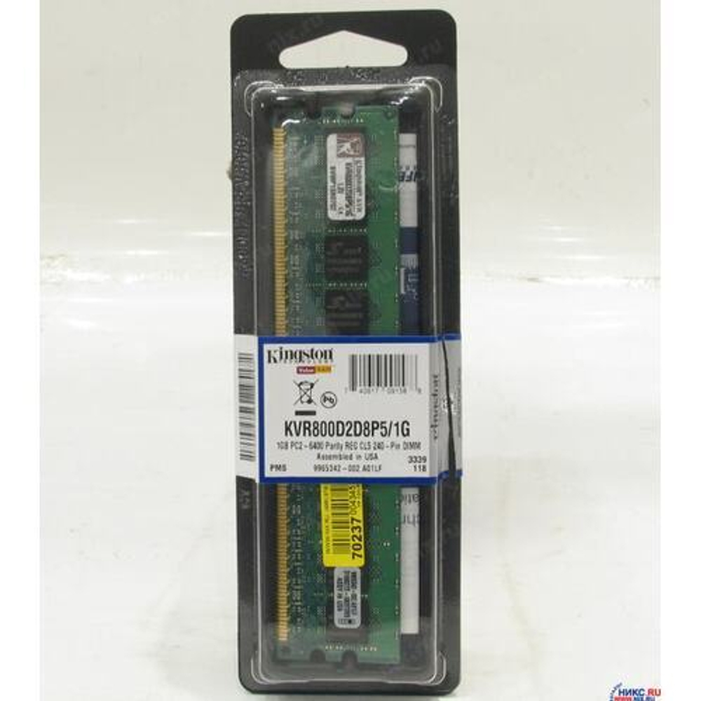 Модуль памяти ECC Registered+PLL DDR2 RDIMM 1Gb Kingston ValueRAM &lt;KVR800D2D8P5/1G&gt; &lt;PC2-6400&gt;, LowP