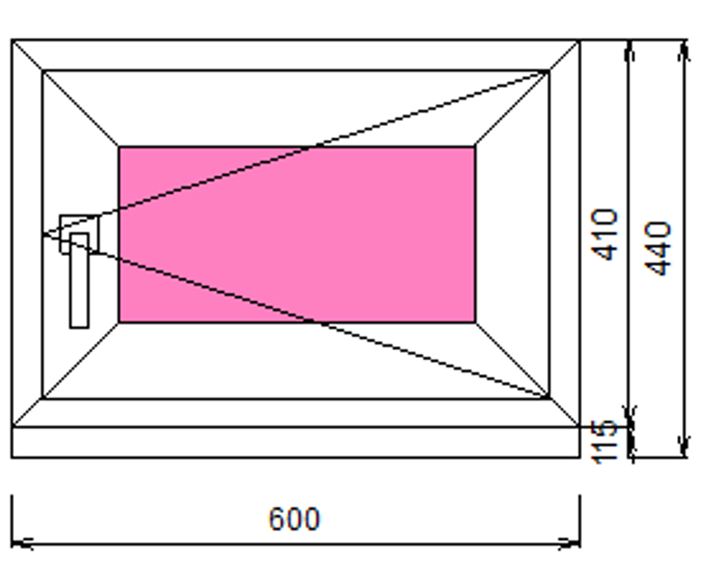 Пластиковое окно 410 х 600 ТермА Эко с поворотной створкой