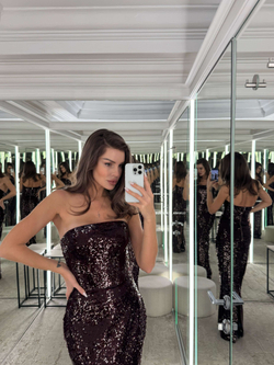 Платье макси корсетное из плотных пайеток