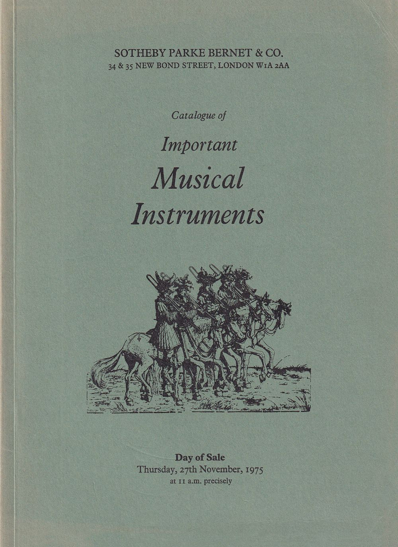 Каталог аукциона Sotheby's, Лондон, Редкие музыкальные инструменты от 27 ноября 1975 года