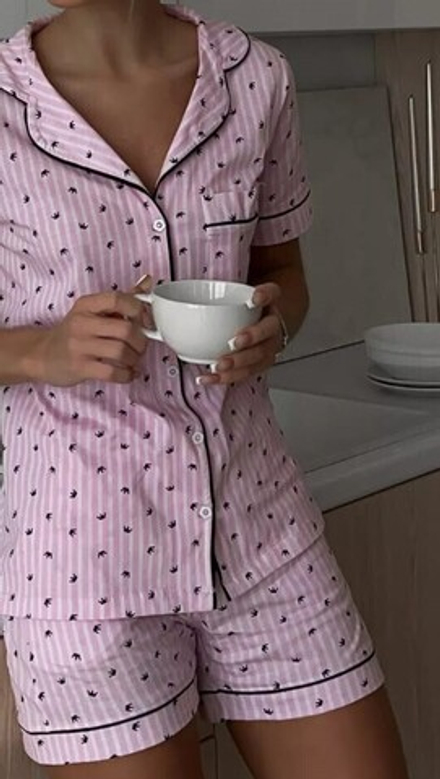 [m]Пижама жен. б/в шорты+рубашка 10083