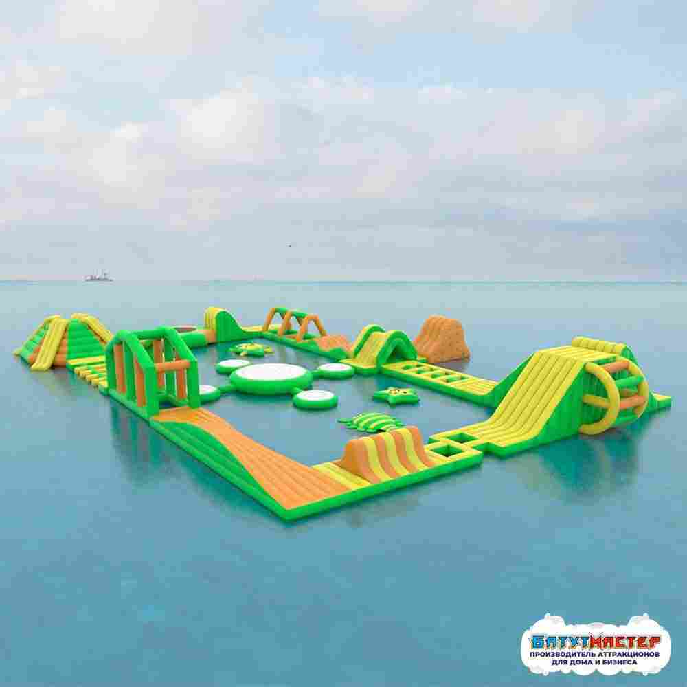 Коммерческий надувной аквапарк «Весёлые острова» высокими горками 27,5×20×5 м