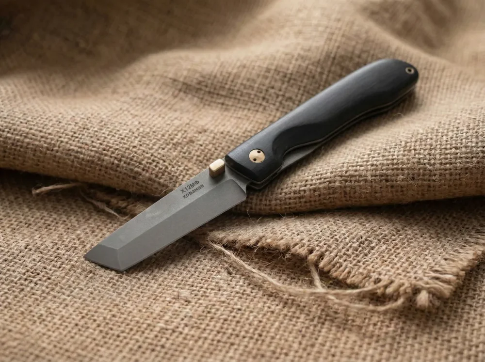 Складной нож "Нокс", сталь Х12МФ, рукоять черный мореный граб