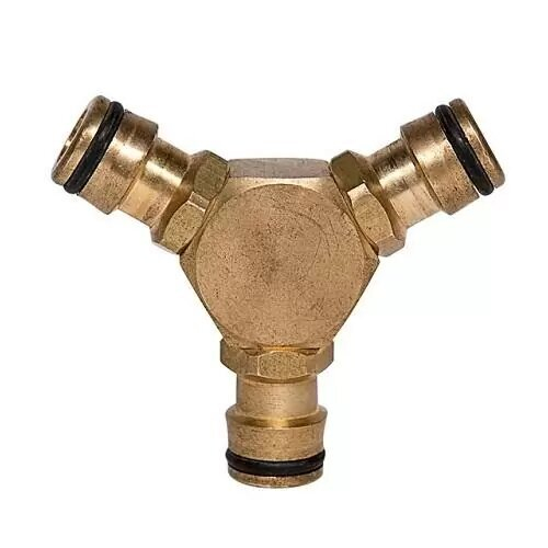 Штуцерный тройник соединитель из латуни Гринда