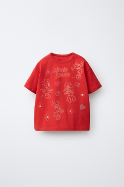 ZARA ФУТБОЛКА MINNIE MOUSE © DISNEY, КРАСНЫЙ