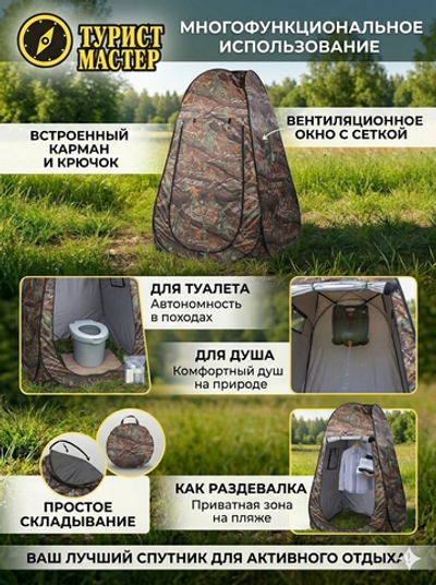 Палатка пляжная Туапсе 120*120*190 см, самораскладывающаяся, раздевалка/душ, цвет хаки