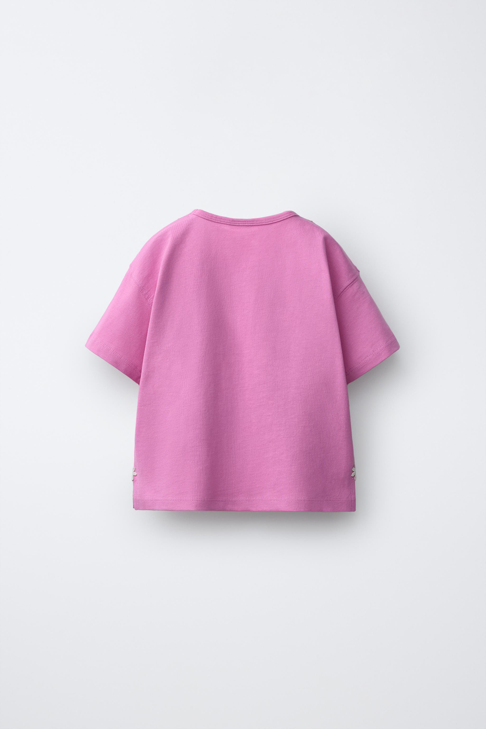 ZARA ФУТБОЛКА С КРУЖЕВНЫМИ МАРГАРИТКАМИ, МЯГКИЙ РОЗОВЫЙ