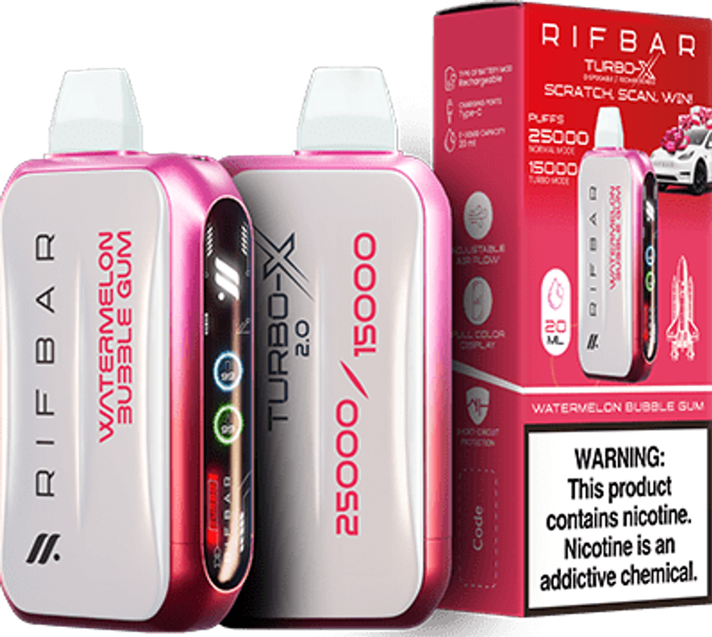 RIFBAR TURBO X 25000 - Watermelon Bubble Gum (5% nic)