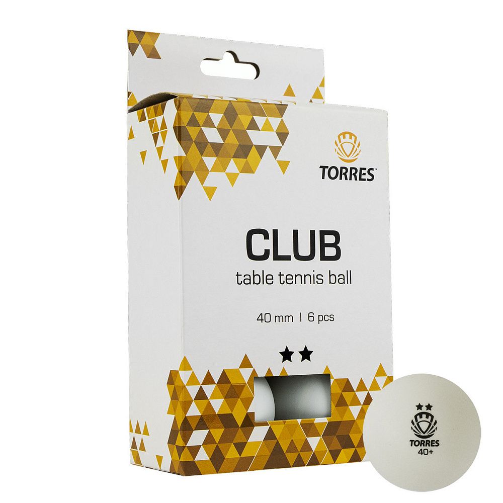 Мяч для н/т TORRES Club 2*, упак. 6 шт