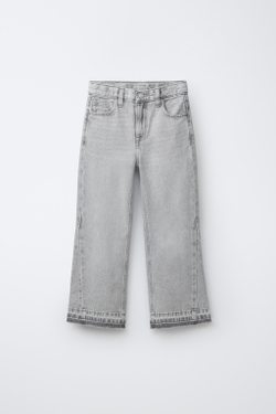 ZARA ДЖИНСЫ FLARE С БАХРОМОЙ, СЕРЫЙ
