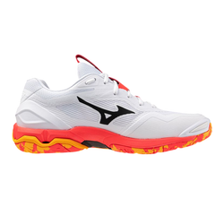 Мужские кроссовки для бадминтона/сквоша Mizuno Wave Stealth 6 - white/fiery coral2/citrus