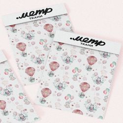 Ткань шифон воздушные шары и зайцы