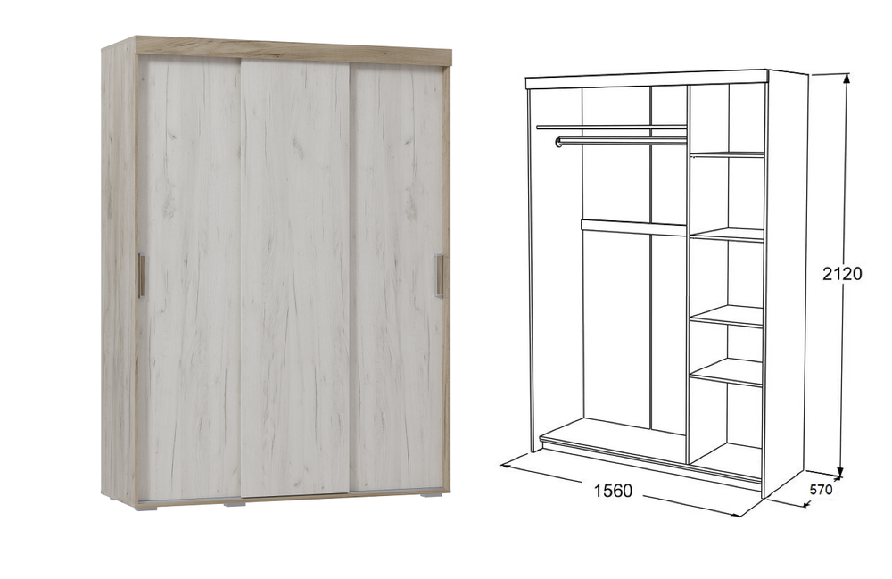 Ольга 19 Шкаф купе 3-х. дв.