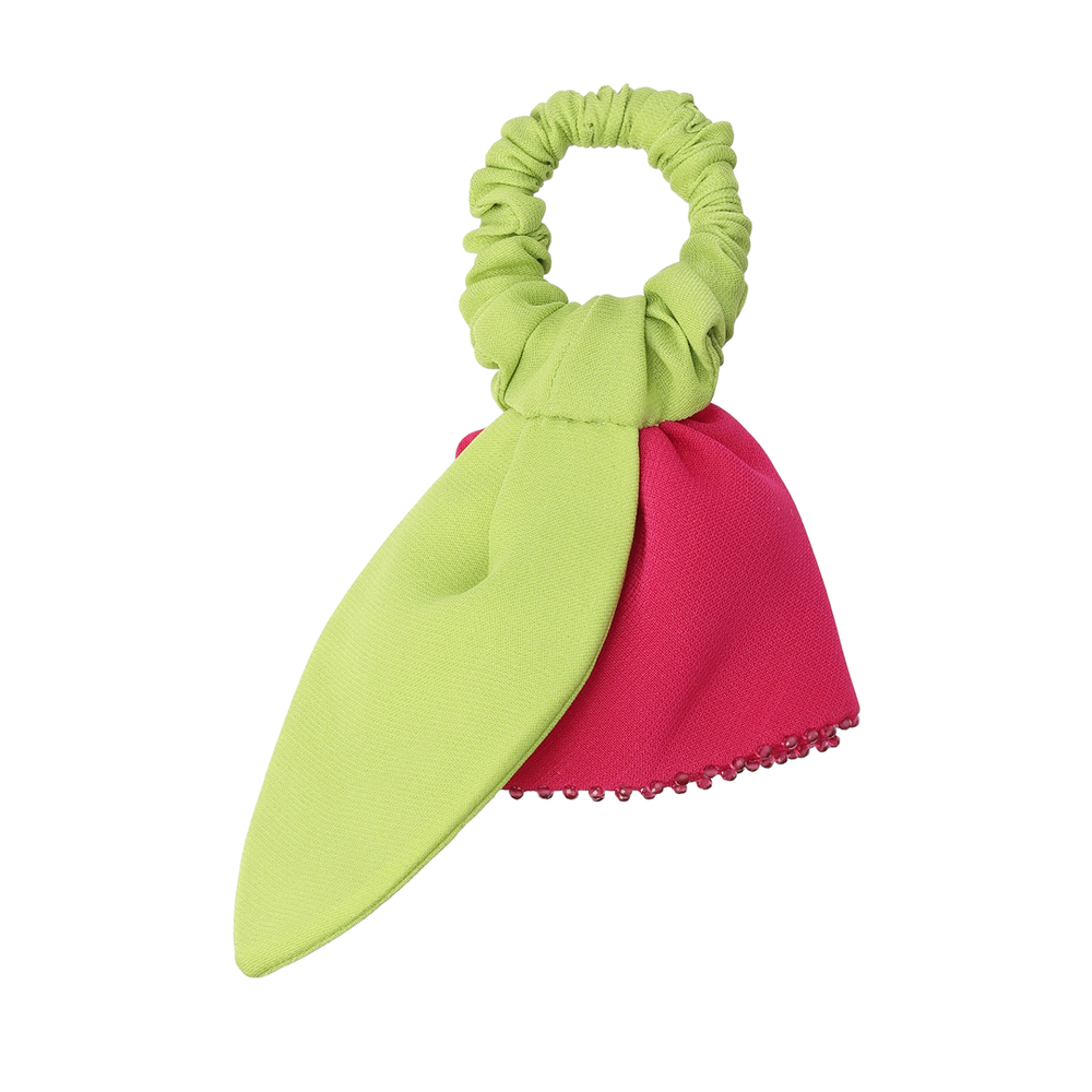 Резинка-роза фуксия с листочком