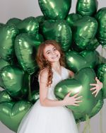 Шар (19''/48 см) Сердце, Зеленый мох, Бохо, 1 шт.