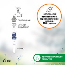 Коннектор GREEN APPLE GWHC20-057 для шланга 1/2 12 мм | GREEN APPLE