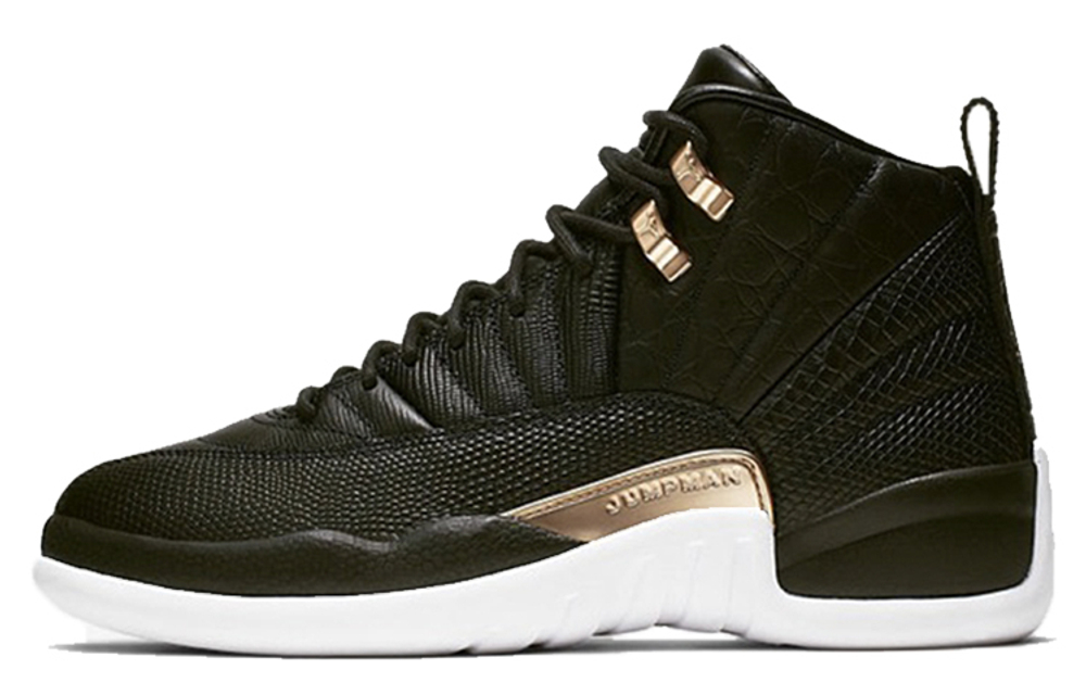 Кроссовки Jordan Air Jordan 12 Retro Black Metallic Gold White (Женская размерная сетка)