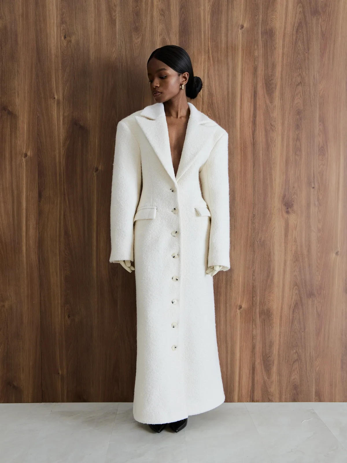 Пальто однобортное приталенное Ivory