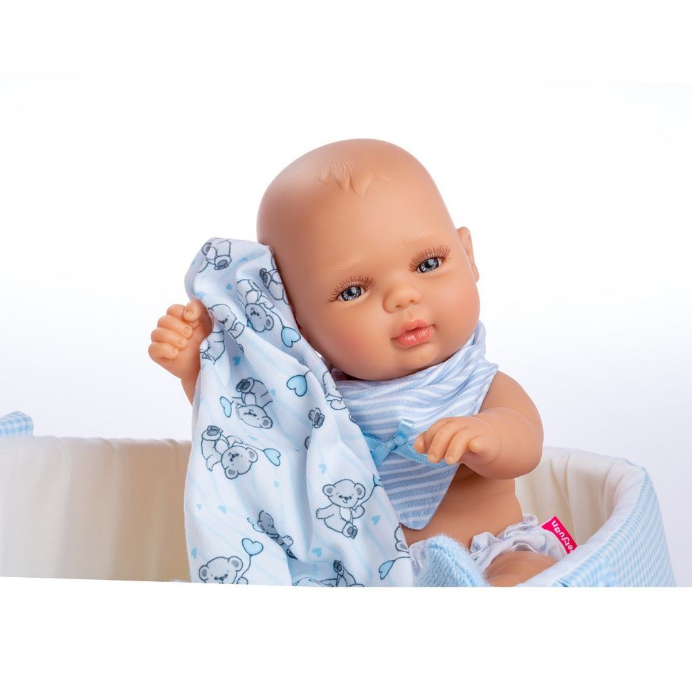 Кукла BERJUAN виниловая 30см Baby в люльке в пакете (501)