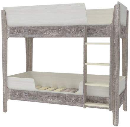 Кровать двухъярусная КарИВи Лотос Бетон Белое Дерево