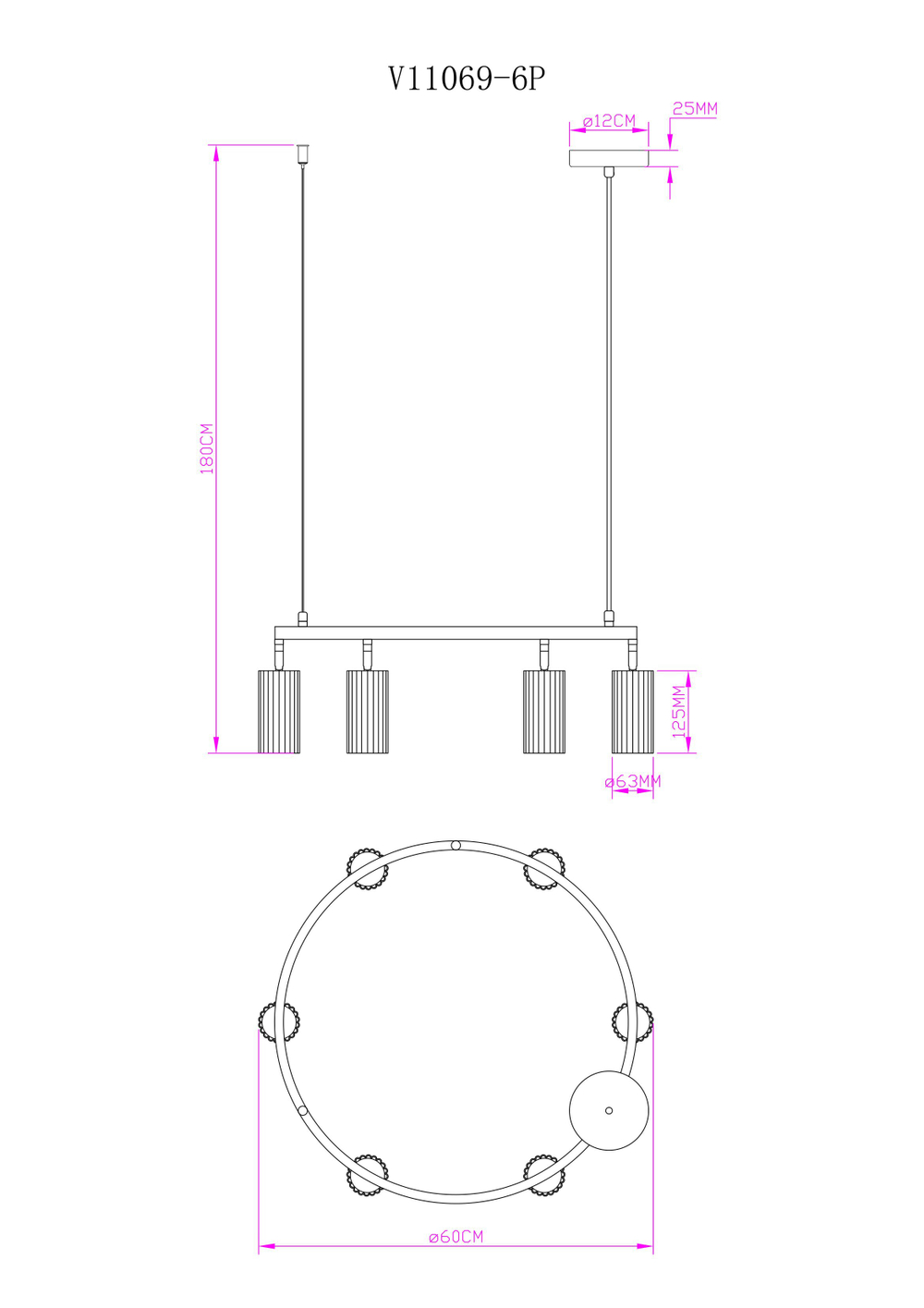 Люстра подвесная Moderli V11604-6P Cora