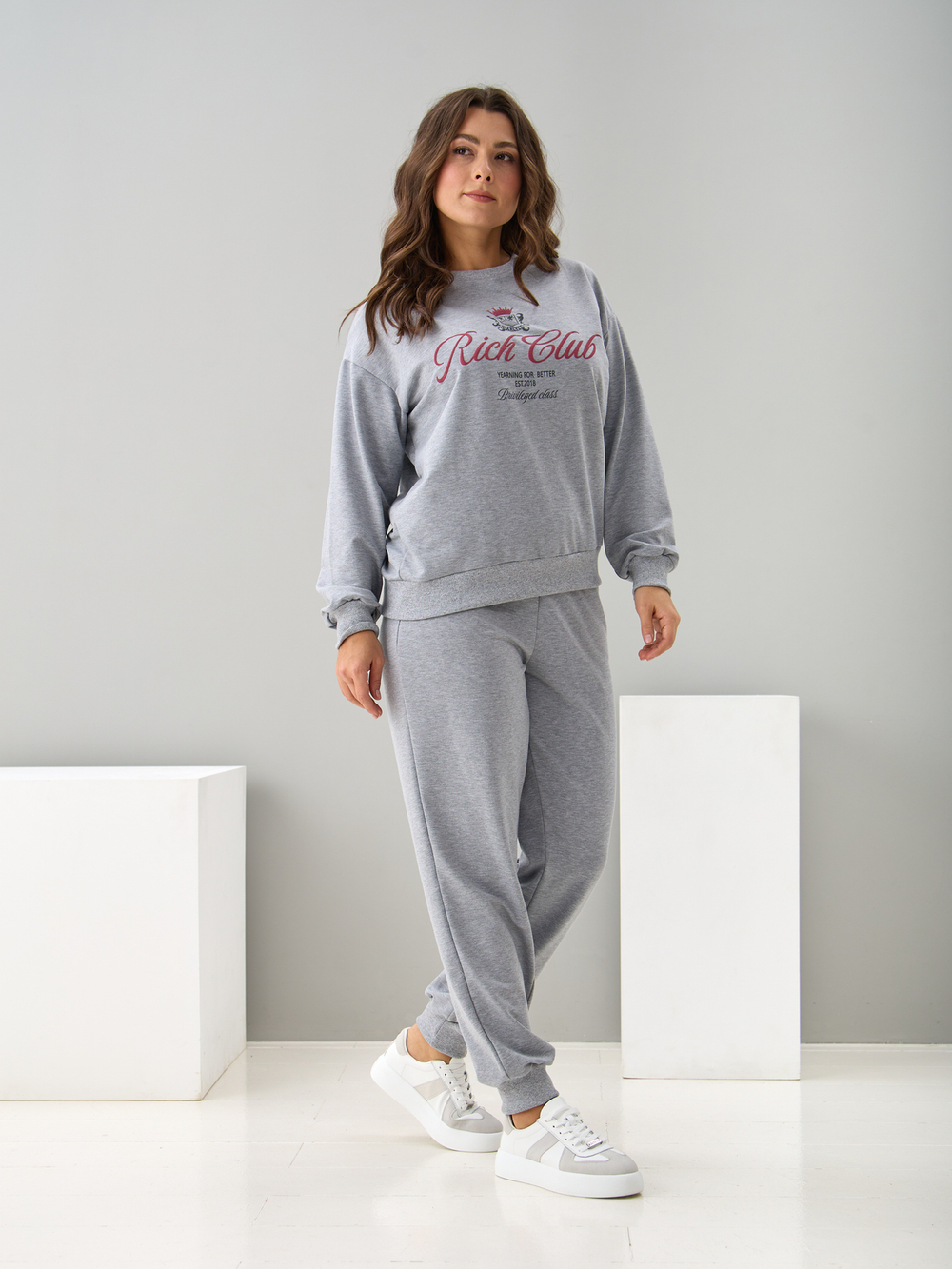 Костюм с брюками КБфл-90М/серый-меланж-п