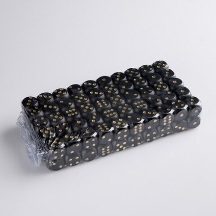 24636113 Кости игральные 1,6см черные с золот. точками