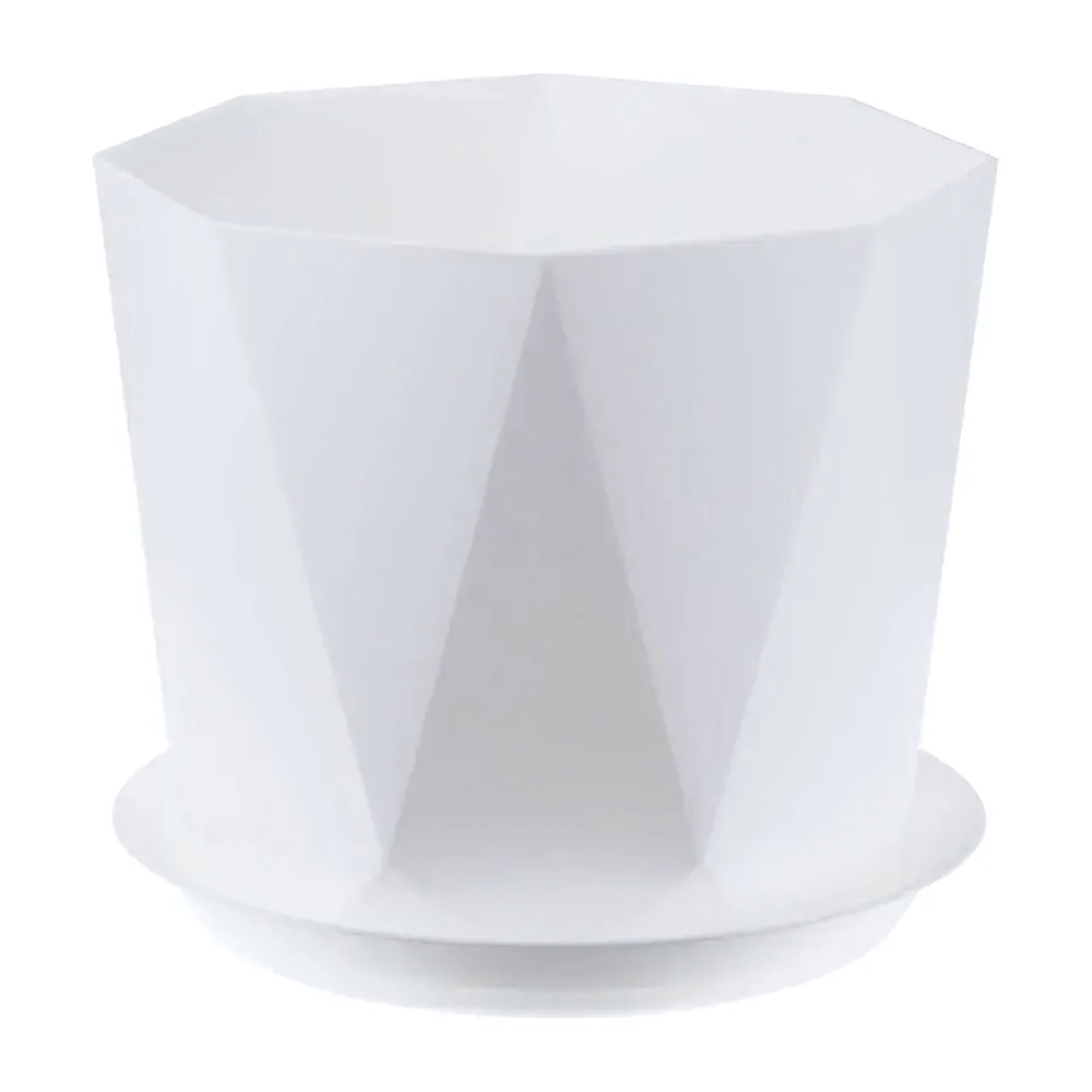 Кашпо ПРИЗМА D130мм 1л с поддоном белый