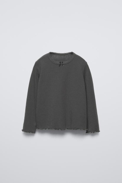 ZARA ФУТБОЛКА С БАНТОМ, АНТРАЦИТОВО-СЕРЫЙ