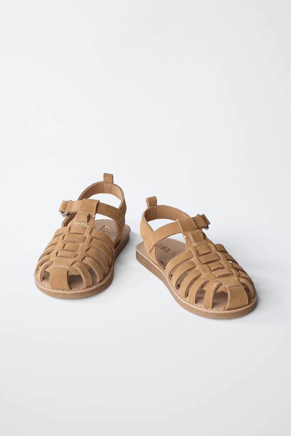 ZARA КОЖАНЫЕ САНДАЛИИ, КОРИЧНЕВЫЙ