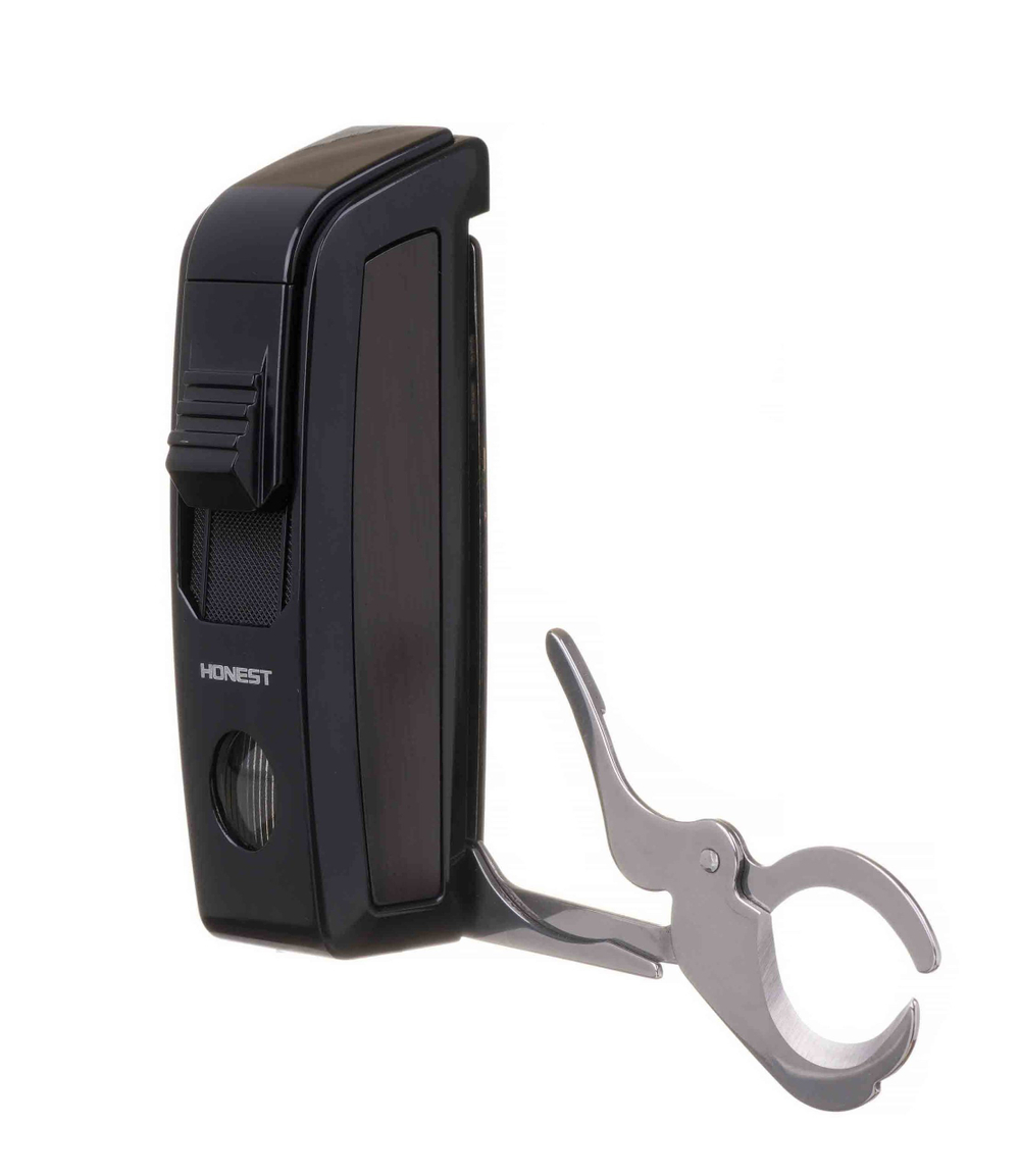 Зажигалка сигарная Honest, с ножницами, черная 823-Black