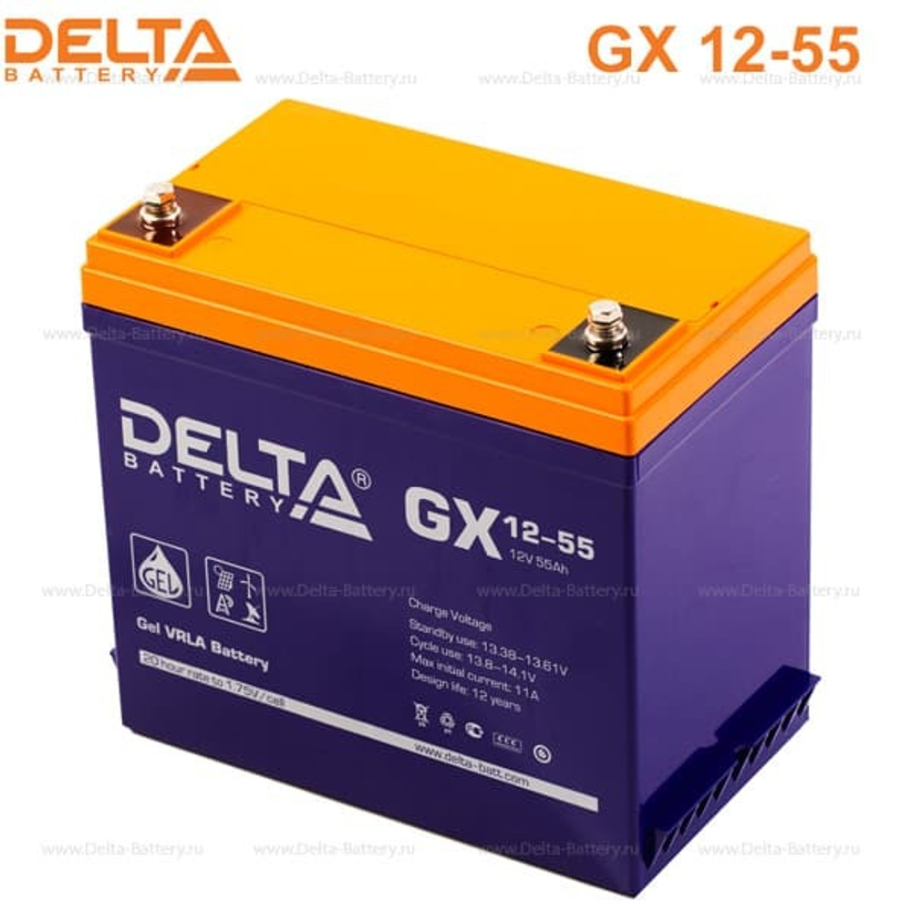 Аккумуляторная батарея Delta GX 12-55 (12V / 55Ah)