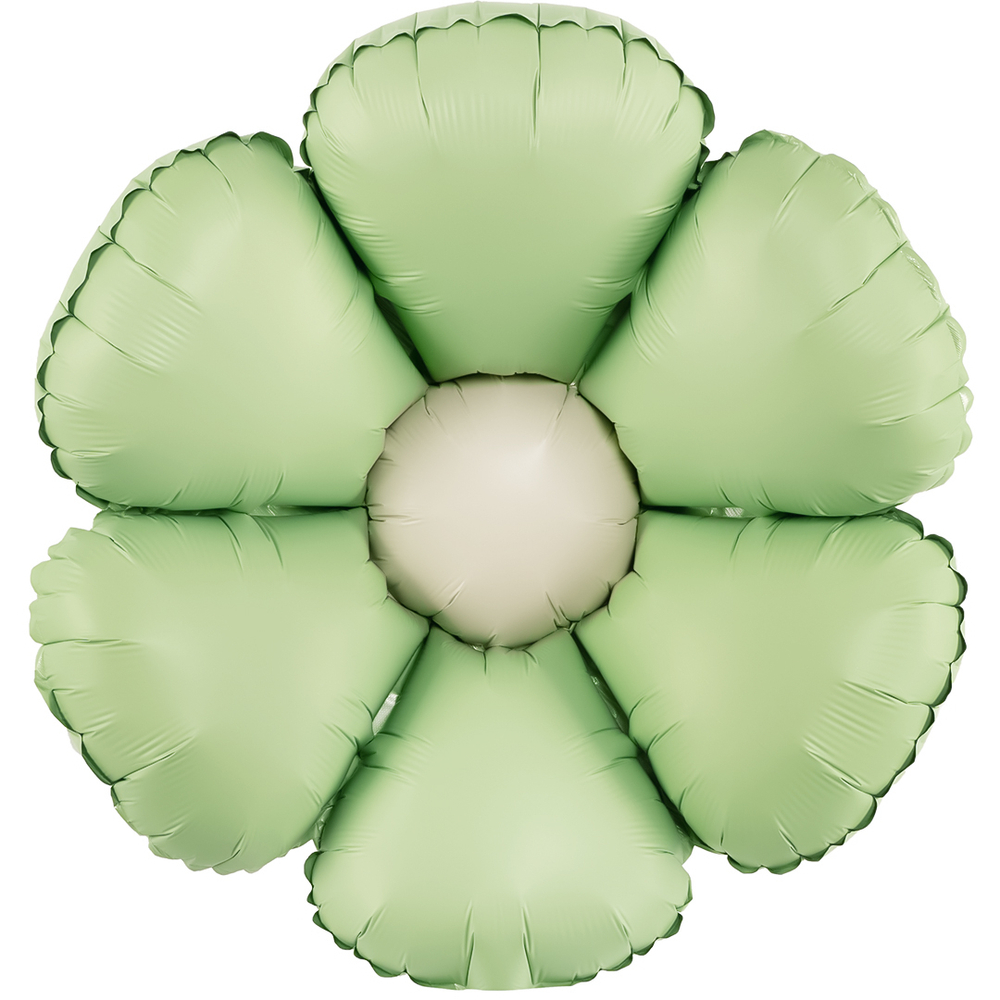 Шар с клапаном (15''/38 см) Мини-цветок, Ромашка, Мятный, Сатин, 5 шт. в уп.