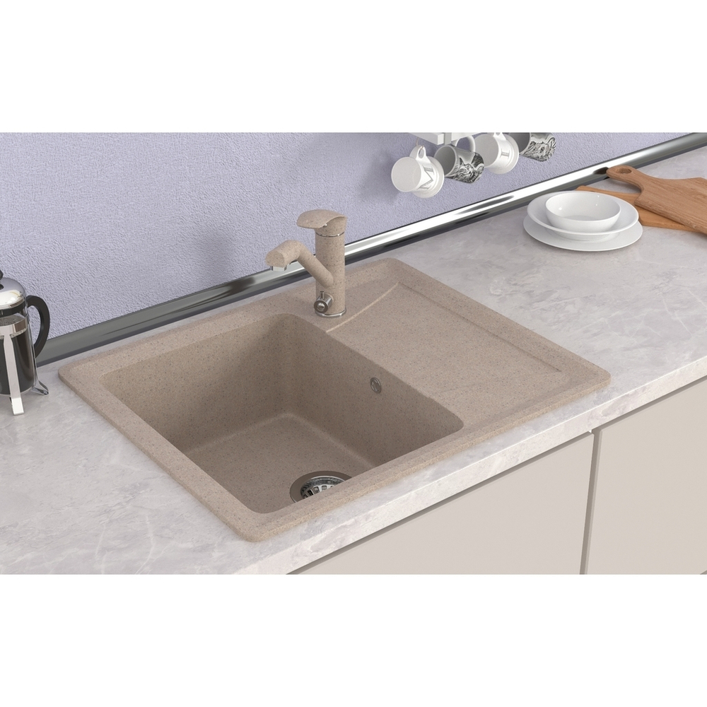 Мойка ML-GMS03 СТАНДАРТ с крылом, песочный (302), 605*495*190мм