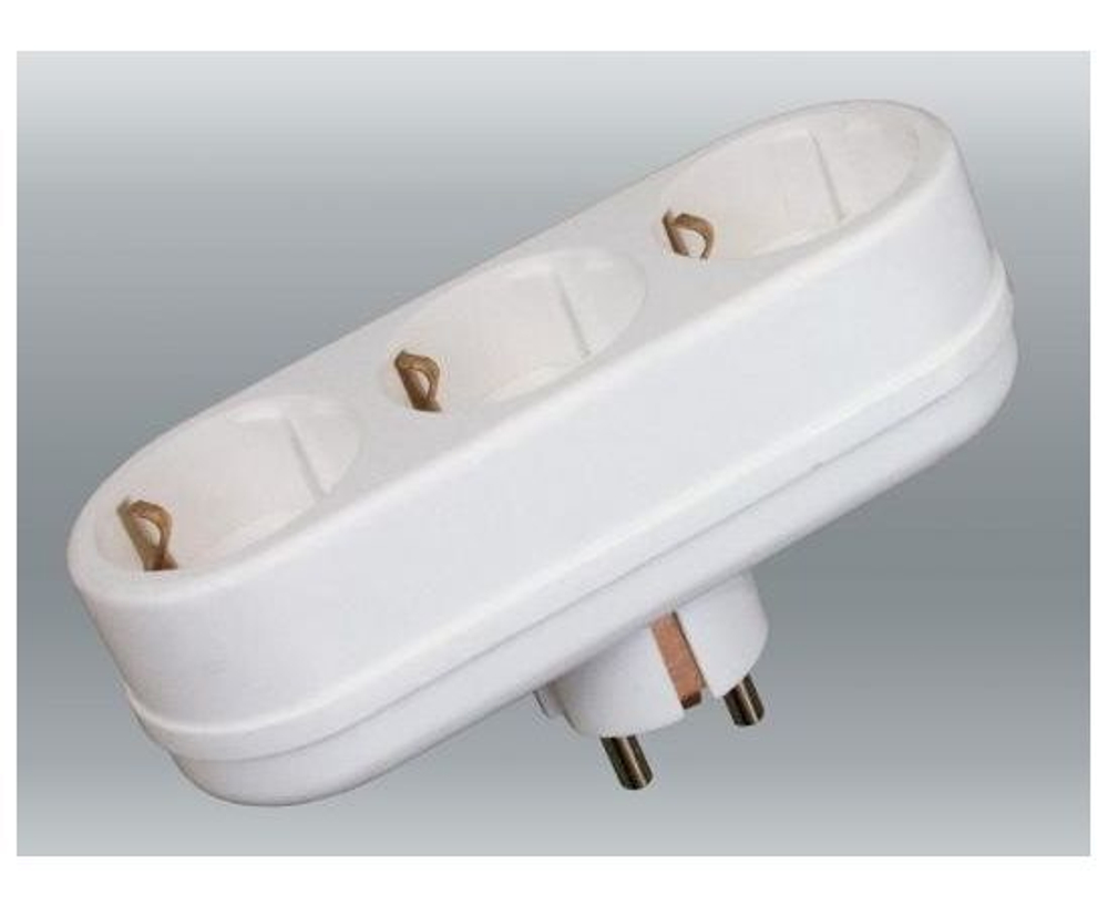 TOKER 3L3 разветвитель (тройник) 3 розетка 16А белый, земля (линейный) ГУ (60шт)