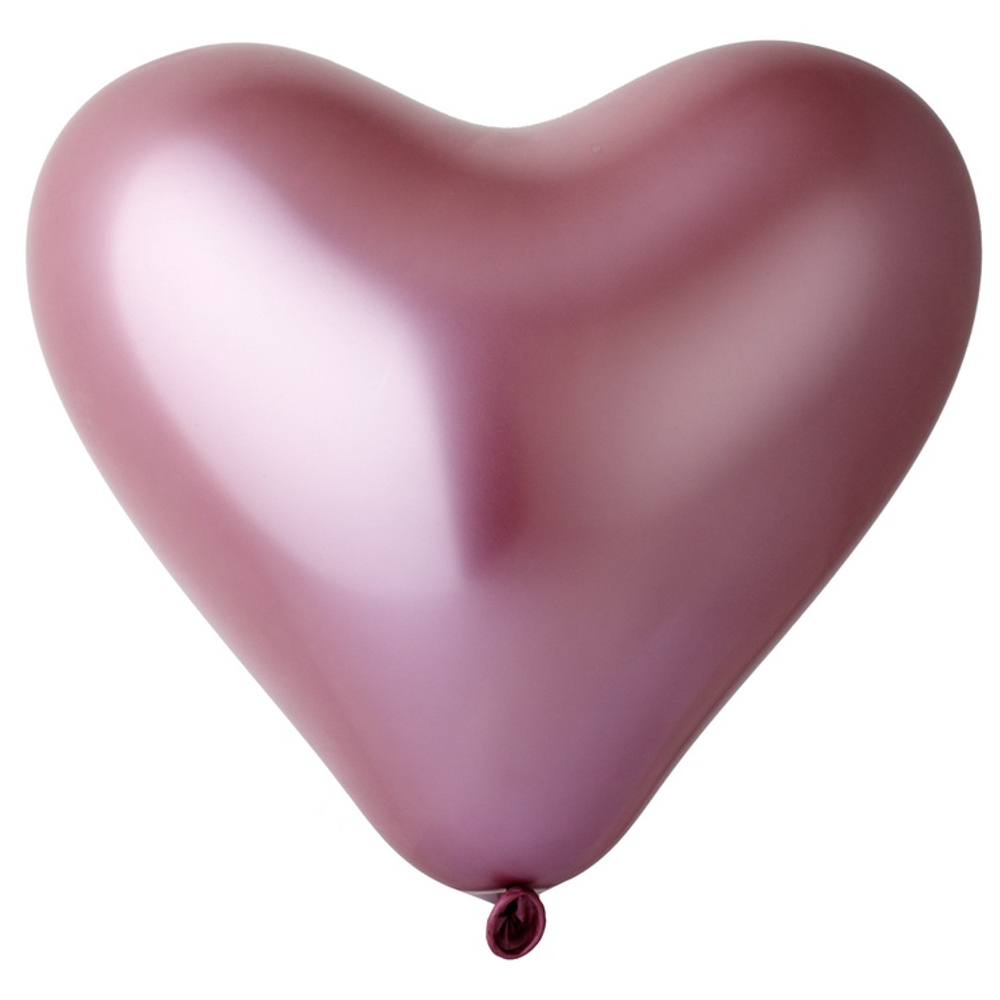 Шар латексный Сердце Хром 30 см (Розовый)