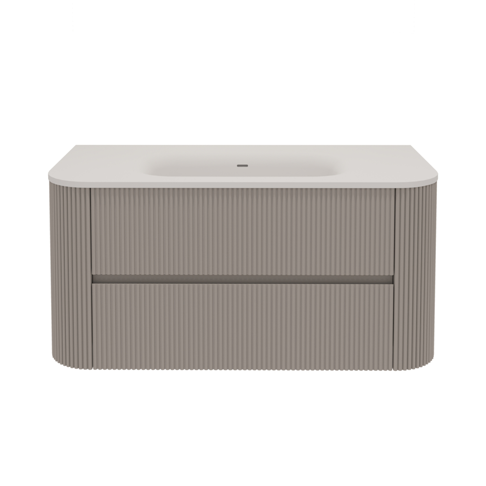 База под раковину Alto 1000 подвесная, 2 выкатных ящика soft close, светло-серый матовый