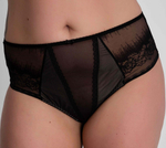 Трусики-слип с завышенной линией талии из эластичной сетки с цветочным рисунком (Размер: XXL) (Цвет: черный)