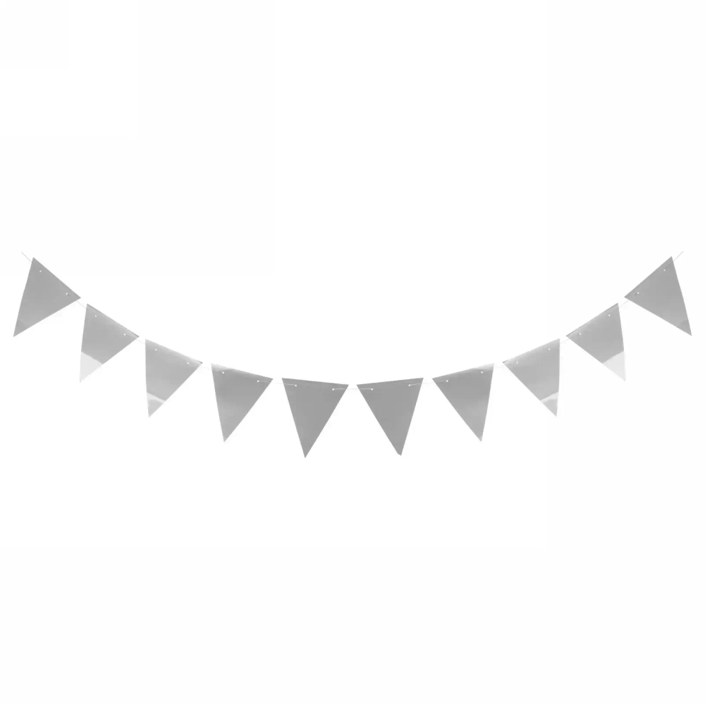 Растяжка «Праздничные флажки» 2,5 м 13*17,5 см Глянец, (10 штук), серебро